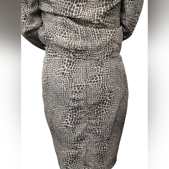Casual Corner Silk Animal Print Skirt Suit Set 14 | Vintage 90s Leopard Chic - Picture 6 of 10